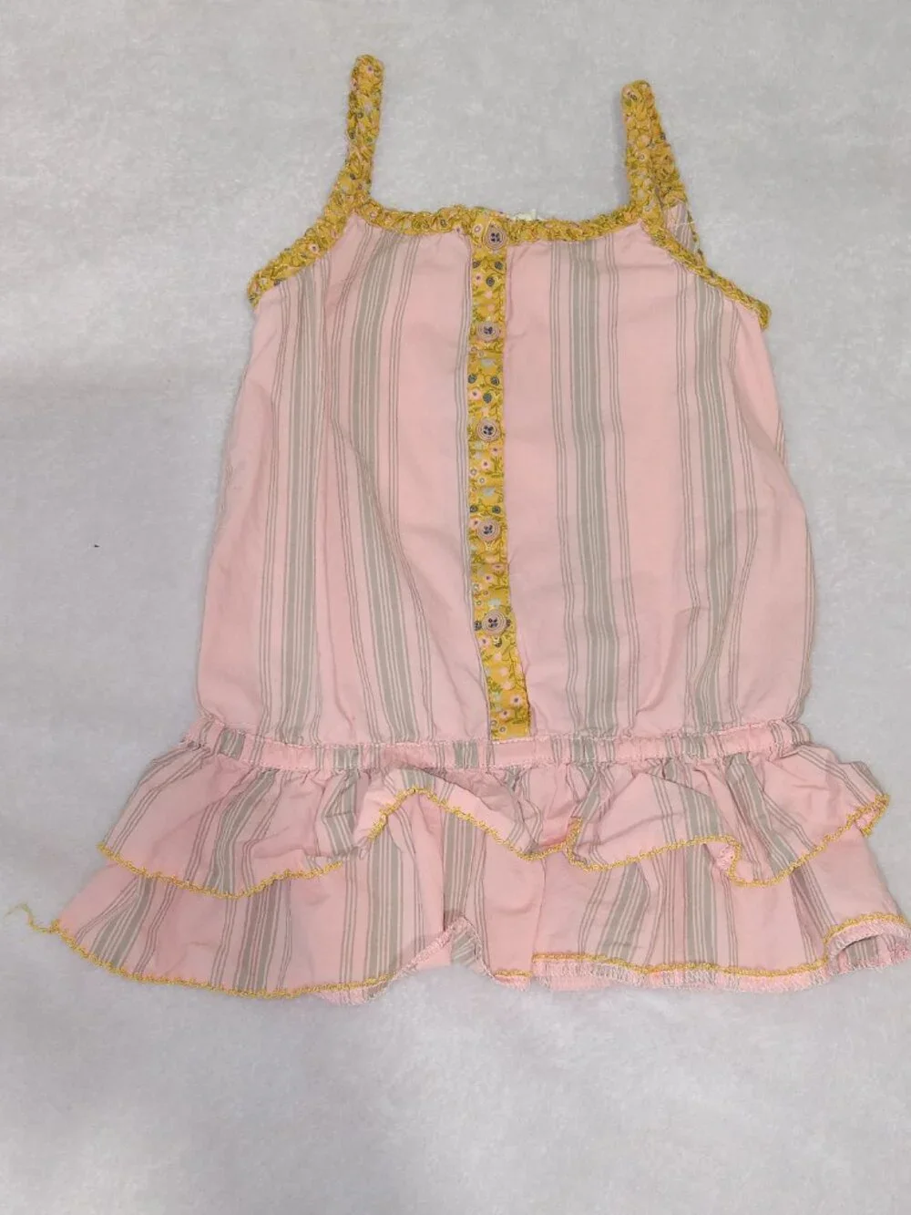 Matilda Jane Morning Sunrise Tank Girls Sz 4 Joanna Gaines Ruffle Strappy Pink